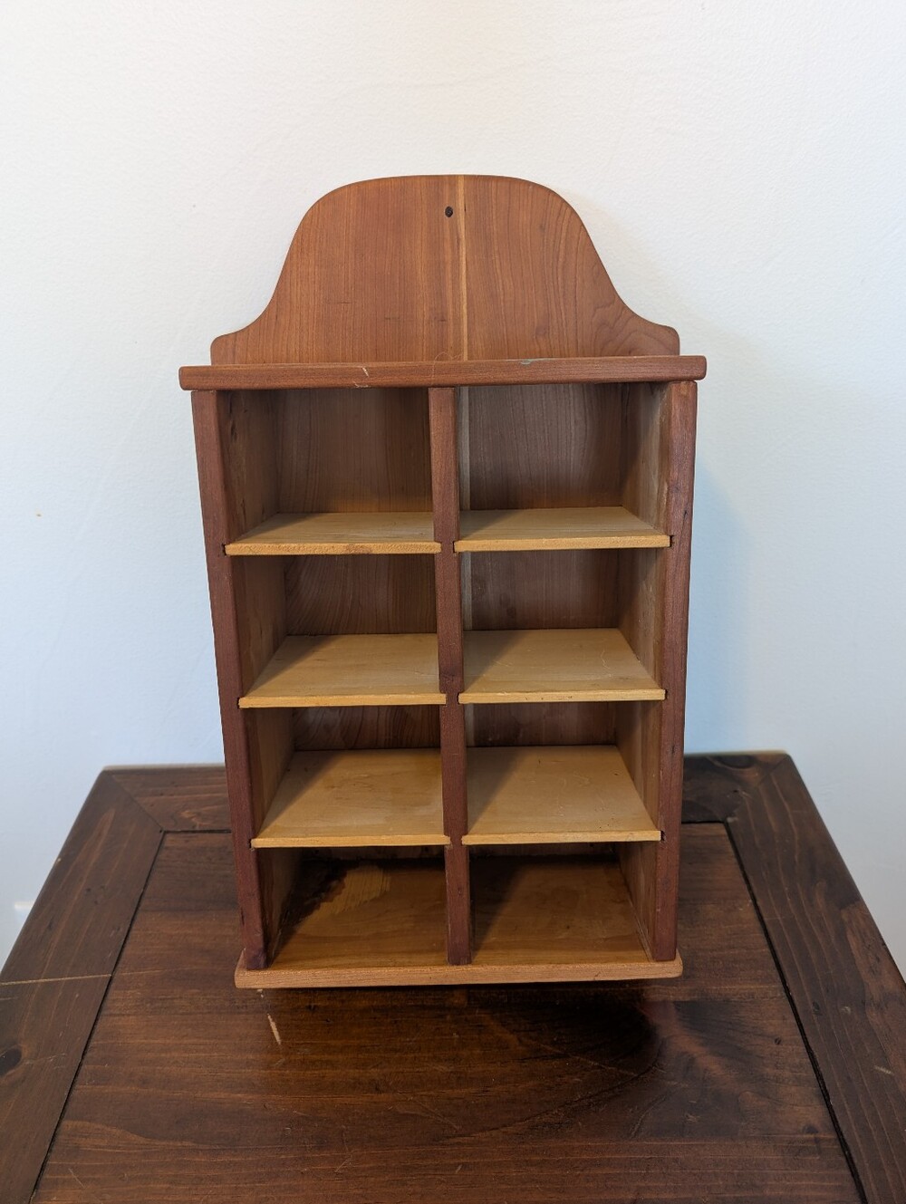 Vintage, solid wood, hanging curio cabinet